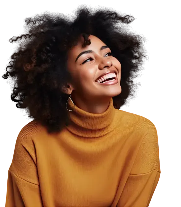 Cliente satisfeita, mulher brasileira empreendedora, sorrindo
